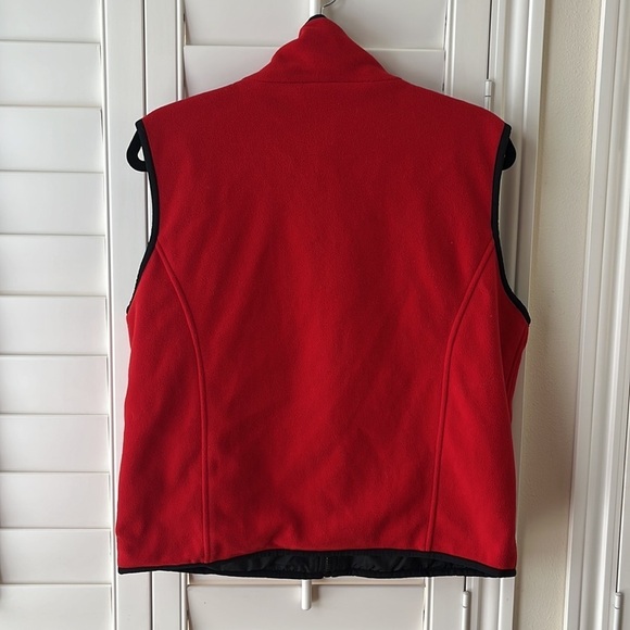Fuda Womens Size L Reversible Zip Up Vest Black Silk Red Fleece Zip Pockets - Picture 2 of 7